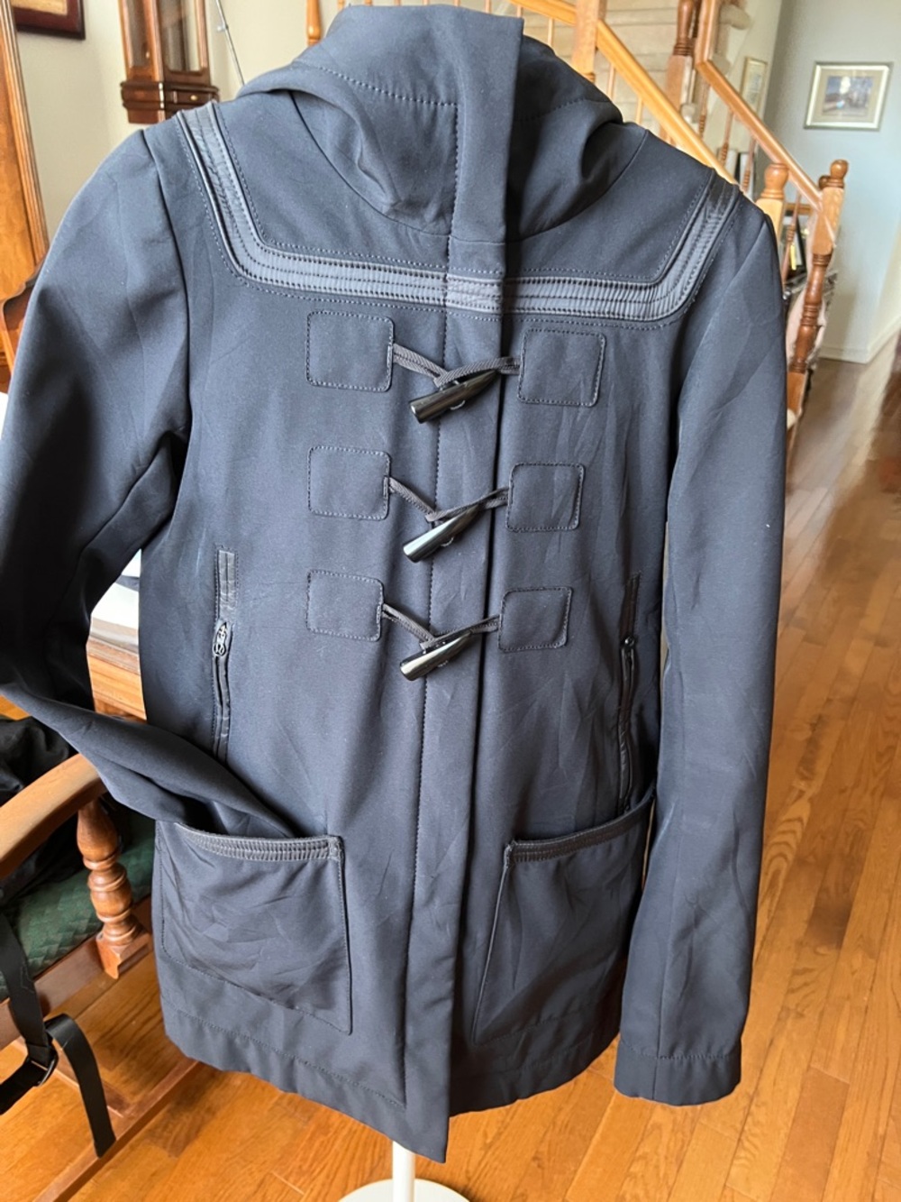 lululemon athletica Black Toggle Hooded Pea Coat